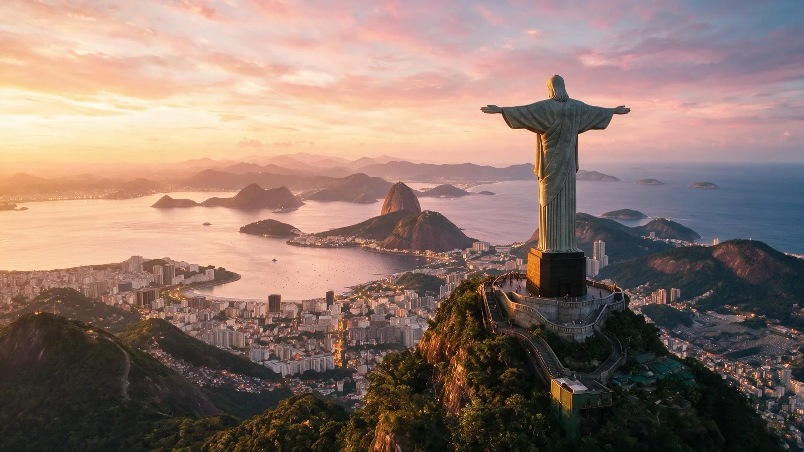 Cristo Redentor al atardecer · Tour a Brasil con Transtour